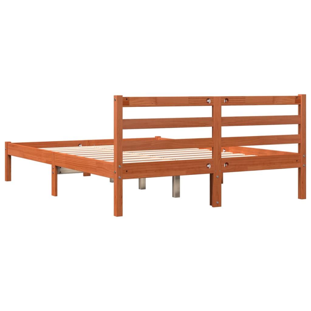 vidaXL Cadre de lit sans matelas cire marron 135x190cm bois pin massif