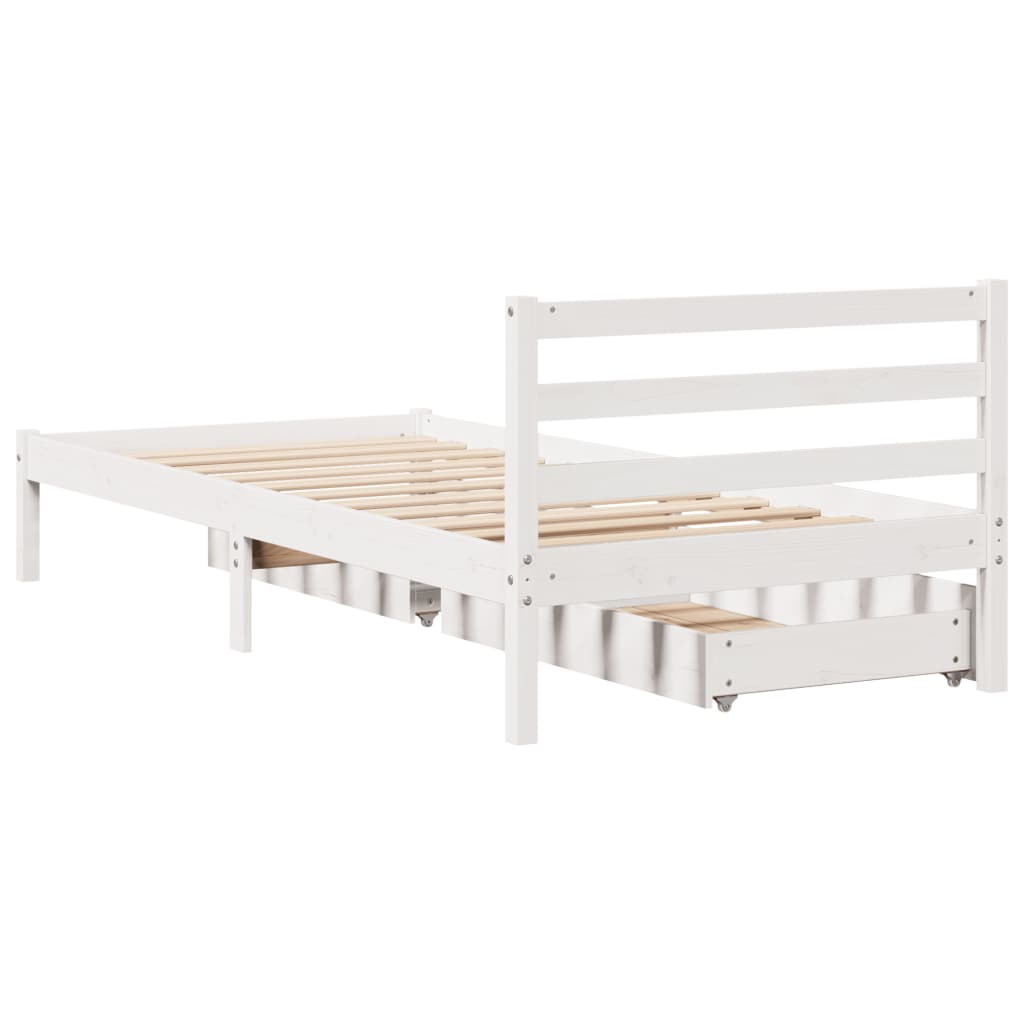 vidaXL Cadre de lit sans matelas blanc 75x190 cm bois de pin massif