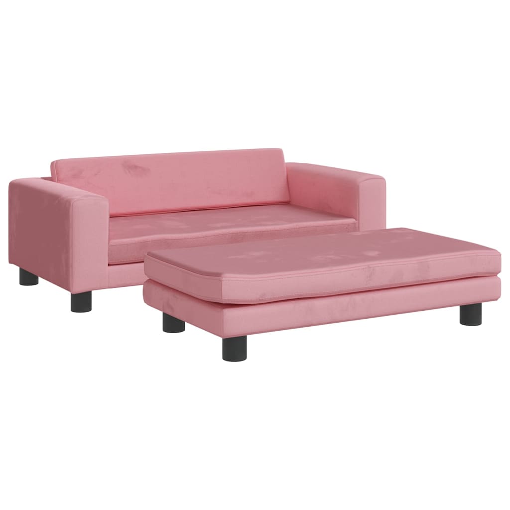 vidaXL Canapé avec repose-pied pour enfants rose 100x50x30 cm velours