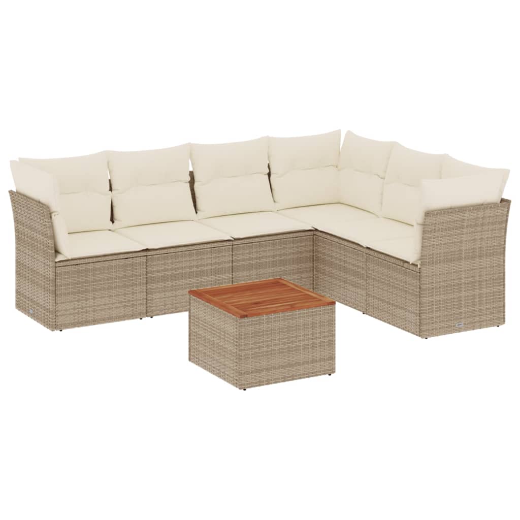 vidaXL Salon de jardin avec coussins 7 pcs beige résine tressée