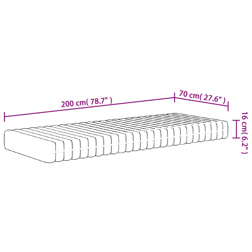 vidaXL Matelas en mousse moyennement doux 70x200 cm