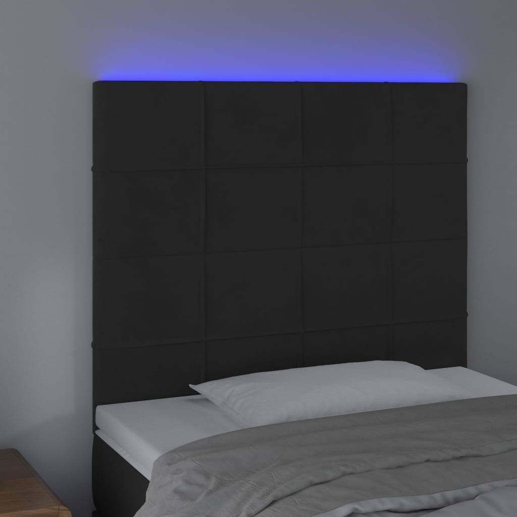 vidaXL Tête de lit à LED Noir 90x5x118/128 cm Velours