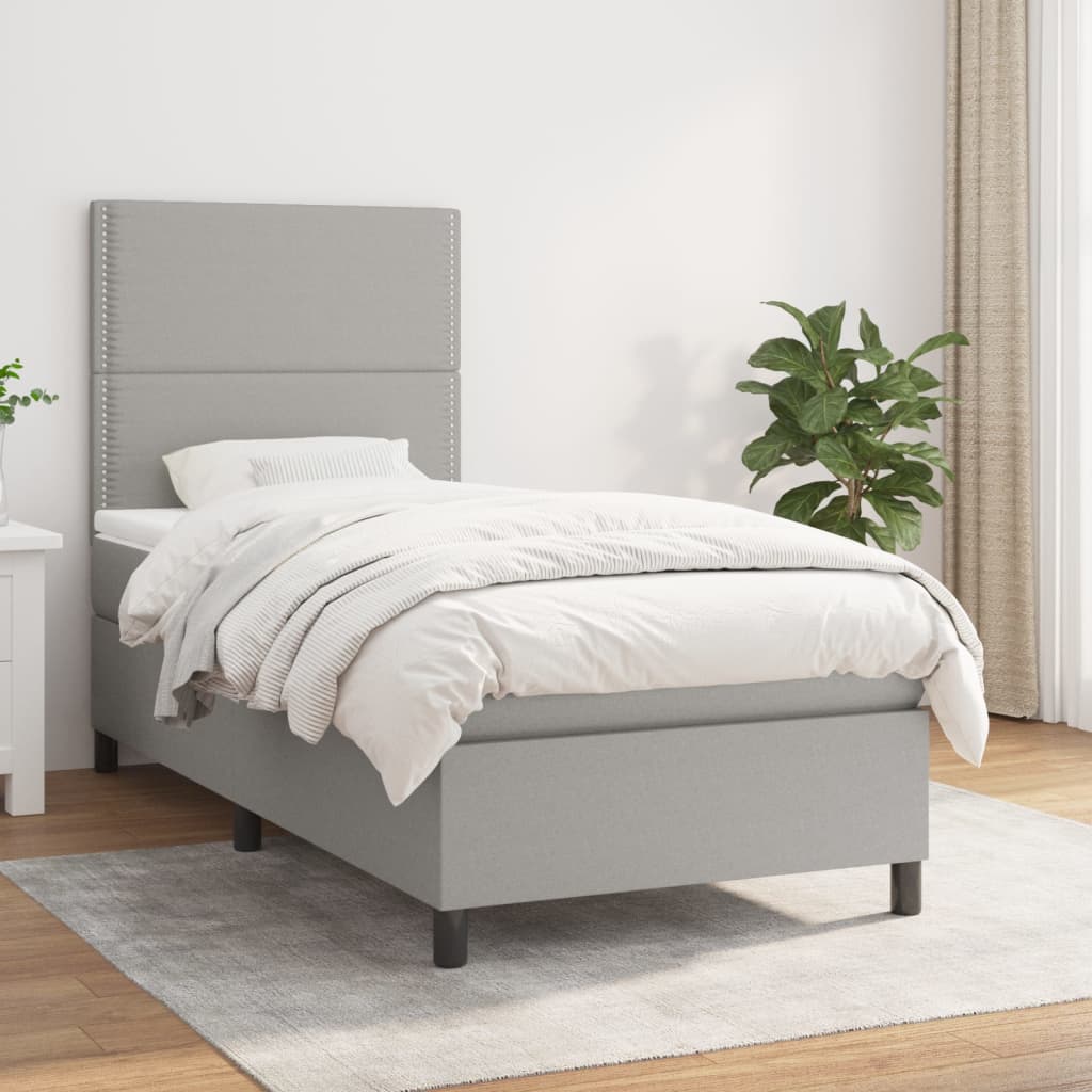 vidaXL Sommier à lattes de lit avec matelas Gris clair 80x200 cm Tissu