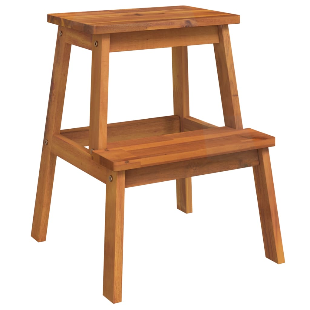 vidaXL Tabouret-escabeau 2 marches 40x38x50 cm Bois d'acacia solide