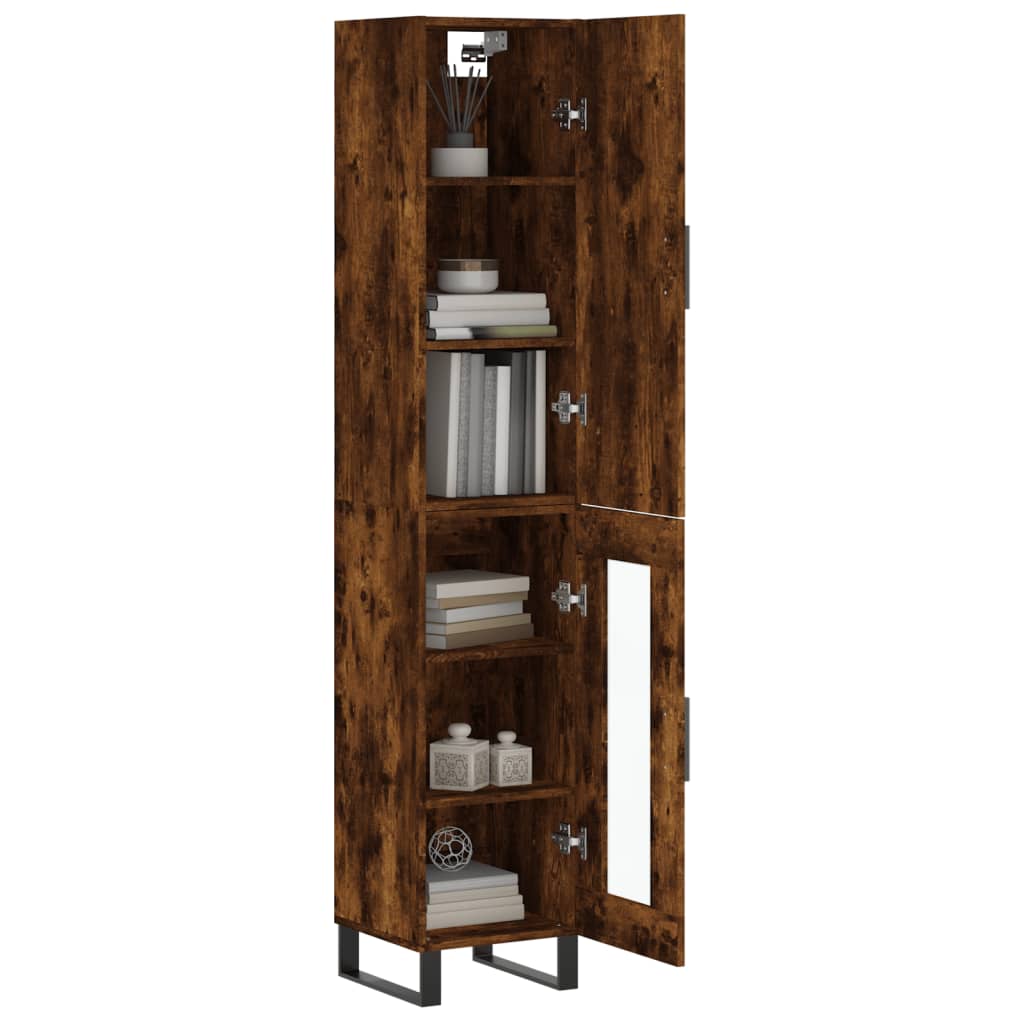 vidaXL Buffet haut Chêne fumé 34,5x34x180 cm Bois d'ingénierie