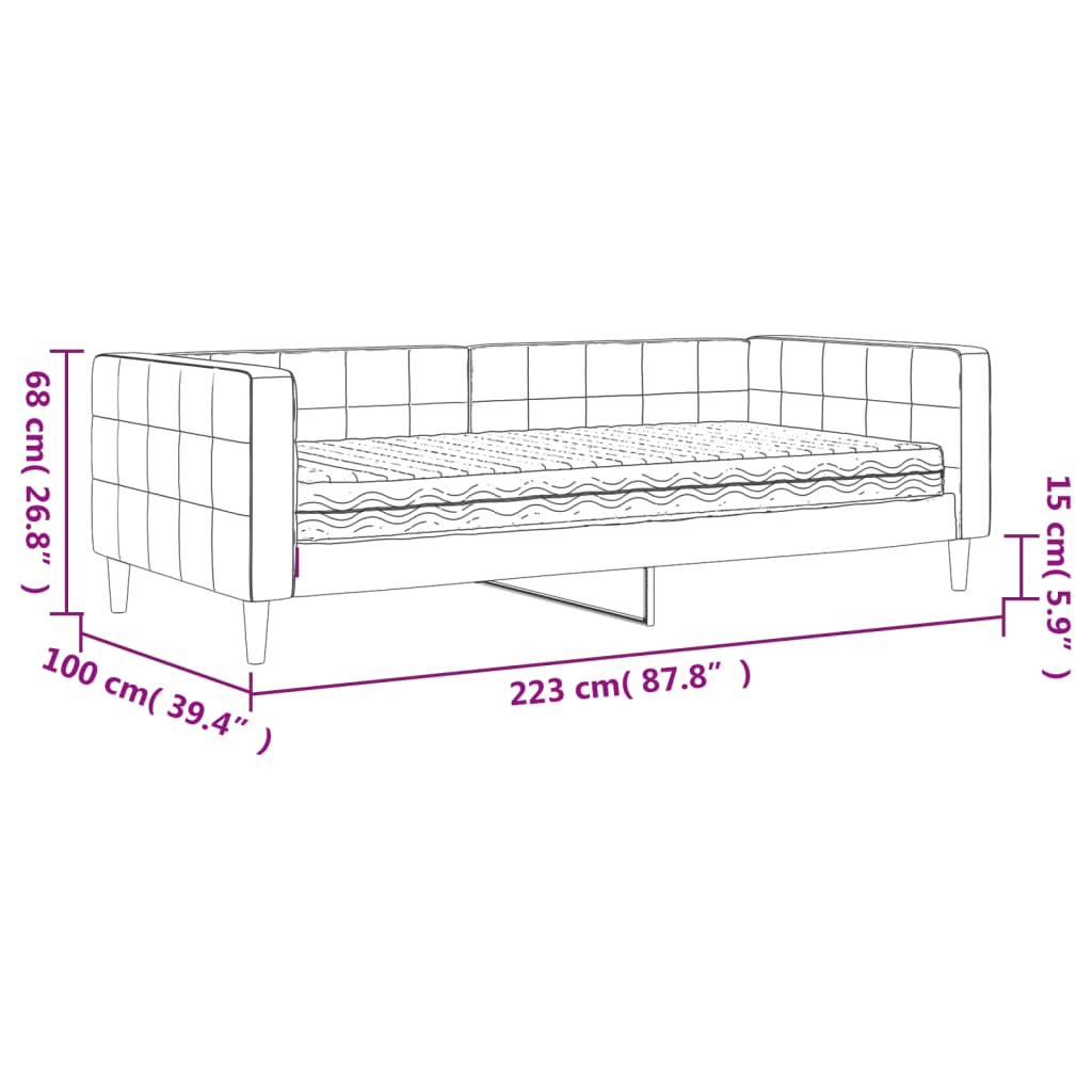 vidaXL Lit de jour avec matelas jaune 90x200 cm velours