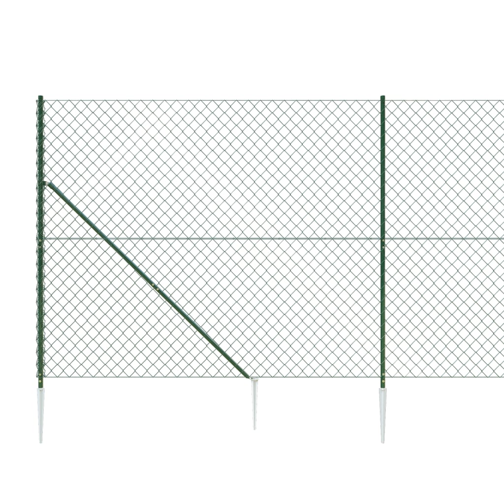 vidaXL Clôture à mailles losangées avec piquet d'ancrage vert 1,4x10 m