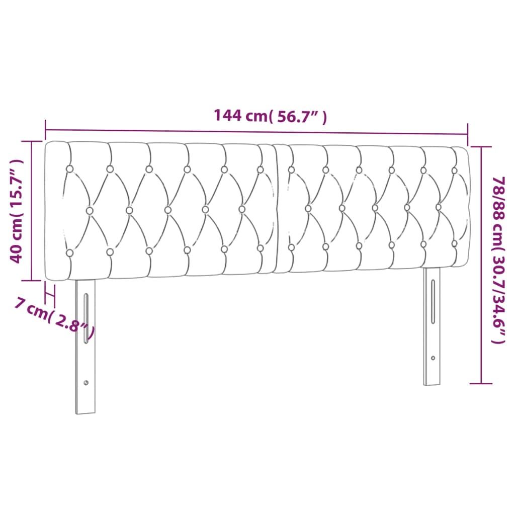 vidaXL Tête de lit à LED Marron foncé 144x7x78/88 cm Tissu