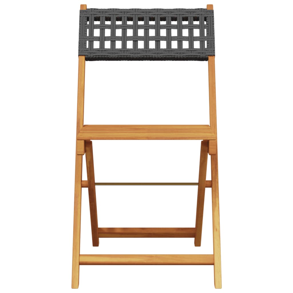 vidaXL Ensemble de bistro 3 pcs noir résine tressée et bois massif