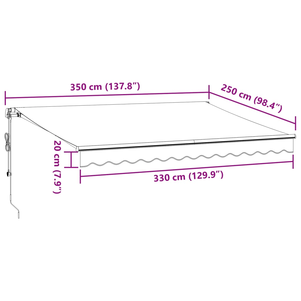 vidaXL Auvent rétractable automatique anthracite et blanc 350x250 cm