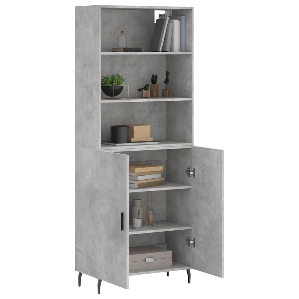 vidaXL Buffet haut Gris béton 69,5x34x180 cm Bois d'ingénierie