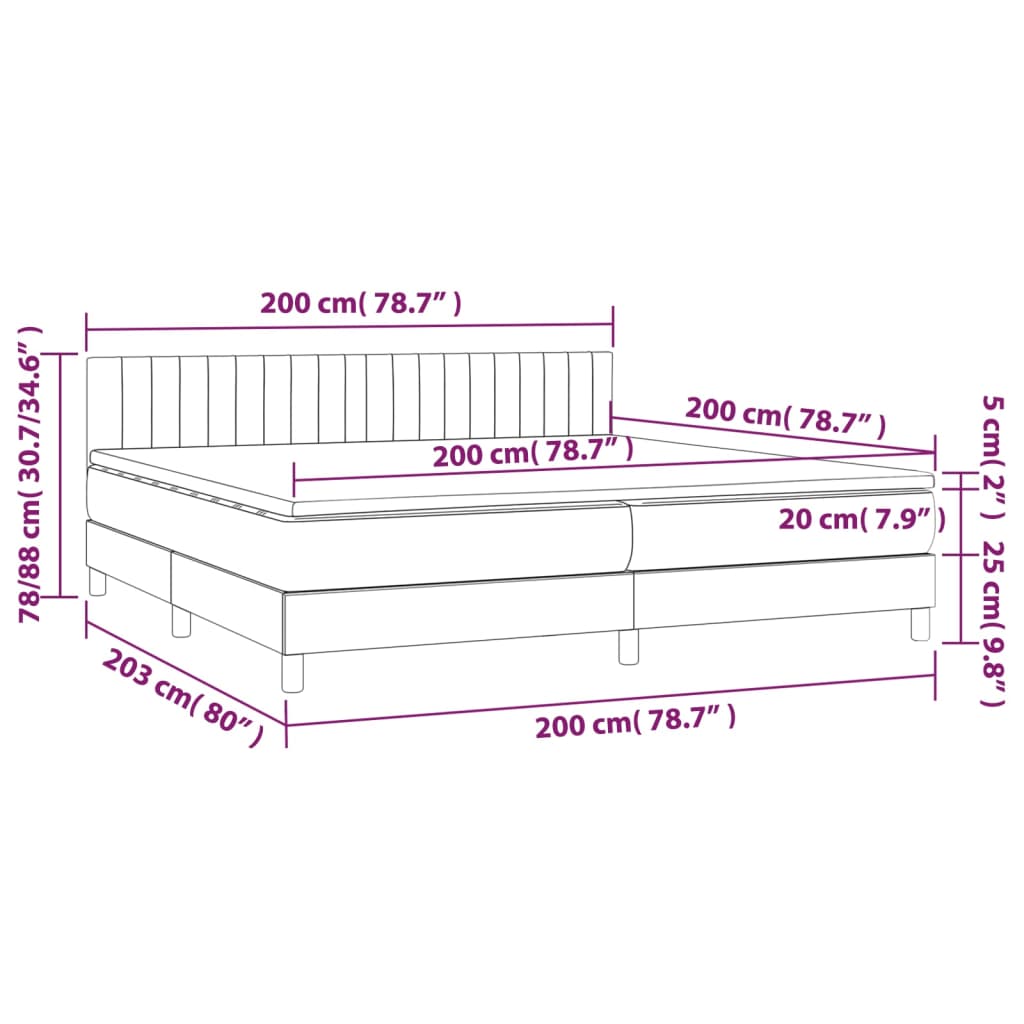 vidaXL Sommier à lattes de lit avec matelas Crème 200x200 cm Tissu