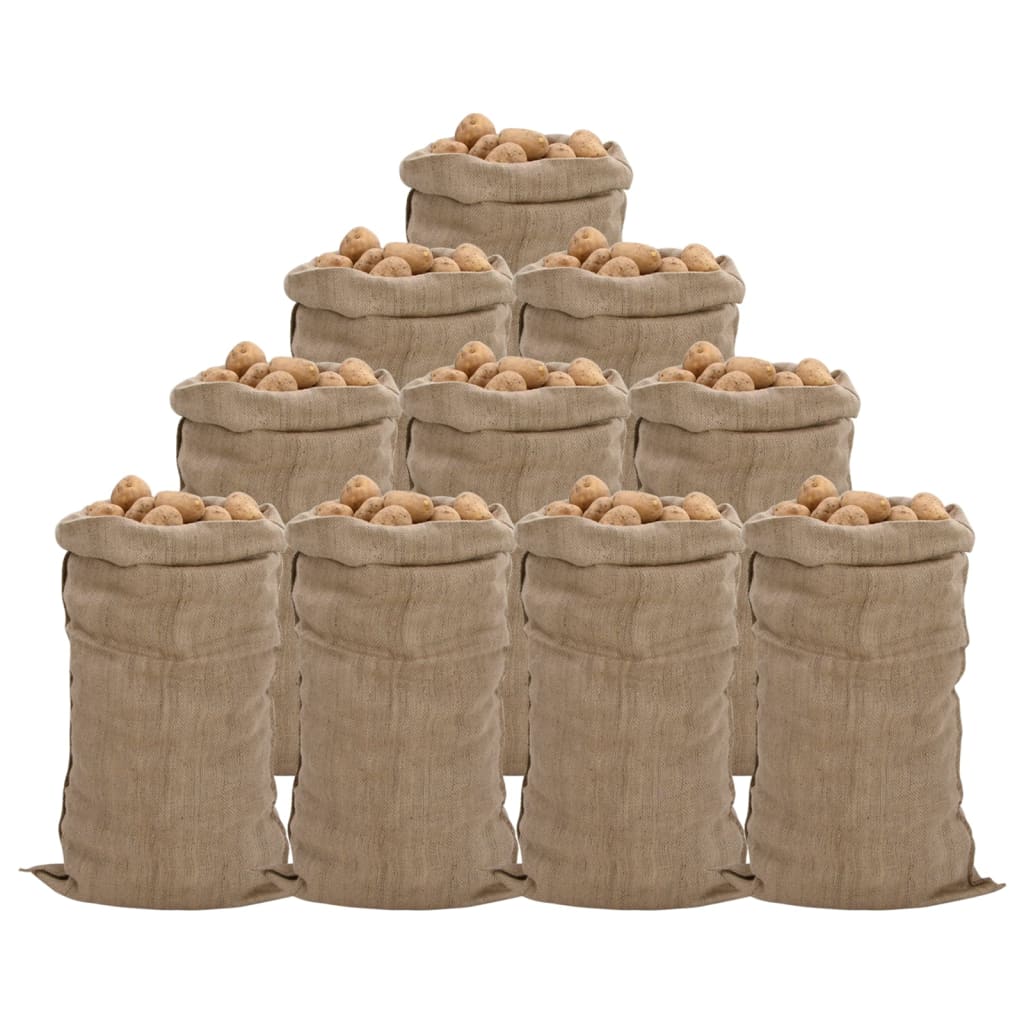 vidaXL Sacs en jute 10 pcs 65x135 cm 100 % jute 340 g/m²