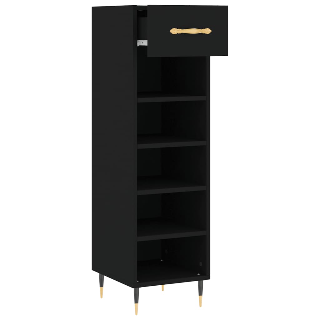 vidaXL Armoire à chaussures noir 30x35x105 cm bois d'ingénierie