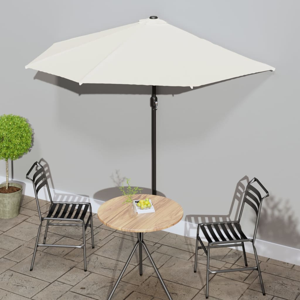 vidaXL Parasol de balcon avec mât en aluminium Sable 270x144 cm Demi