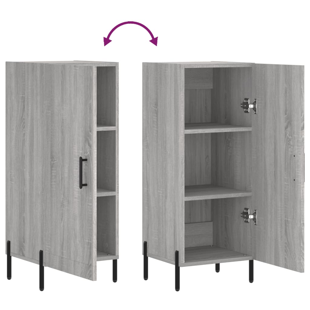 vidaXL Buffet Sonoma gris 34,5x34x90 cm Bois d'ingénierie