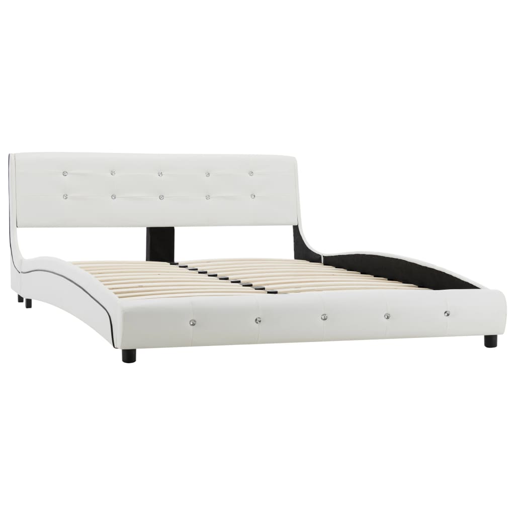 vidaXL Lit avec matelas à mémoire de forme Blanc Similicuir 140x200 cm