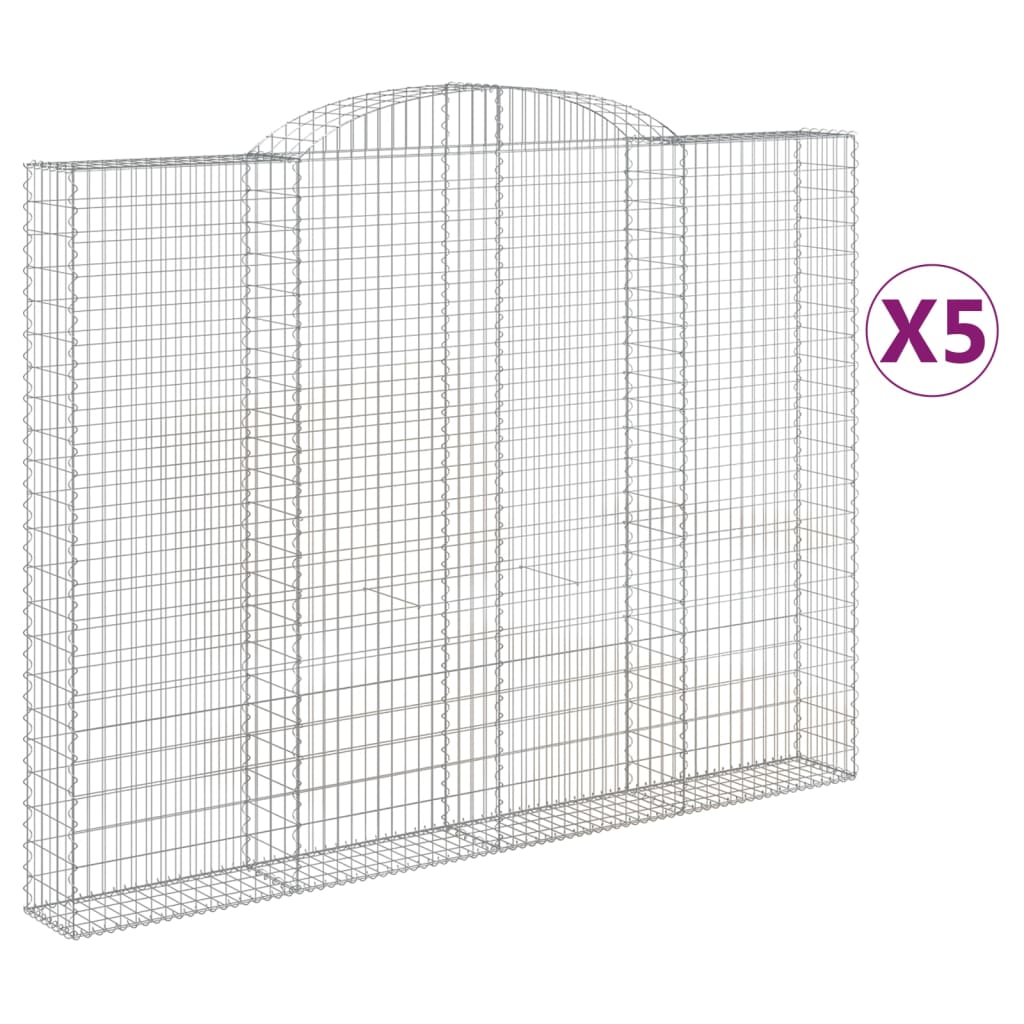 vidaXL Paniers à gabions arqués 5 pcs 300x30x220/240 cm fer galvanisé