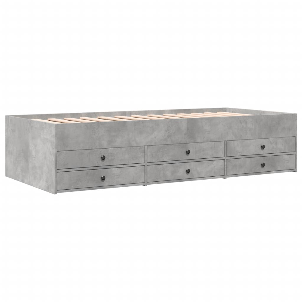 vidaXL Lit de jour avec tiroirs sans matelas gris béton 75x190 cm