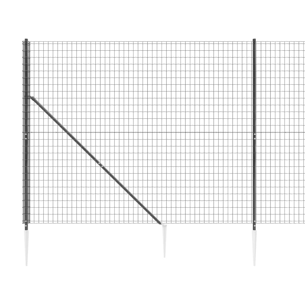 vidaXL Clôture en treillis métallique et ancrage anthracite 1,6x25 m