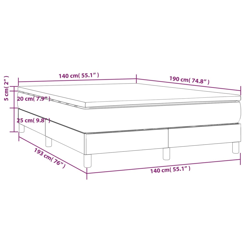 vidaXL Sommier à lattes de lit avec matelas Crème 140x190 cm Tissu