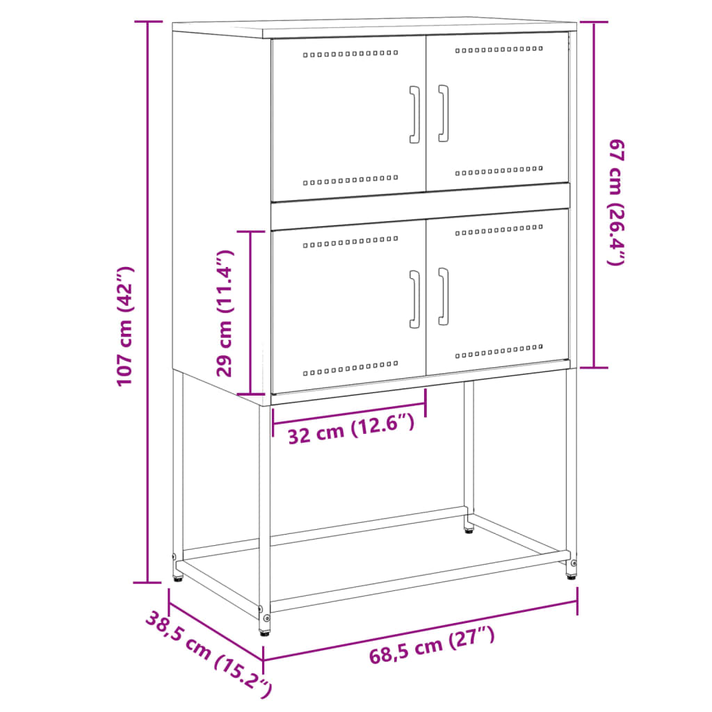 vidaXL Buffet blanc 68,5x38,5x107 cm acier