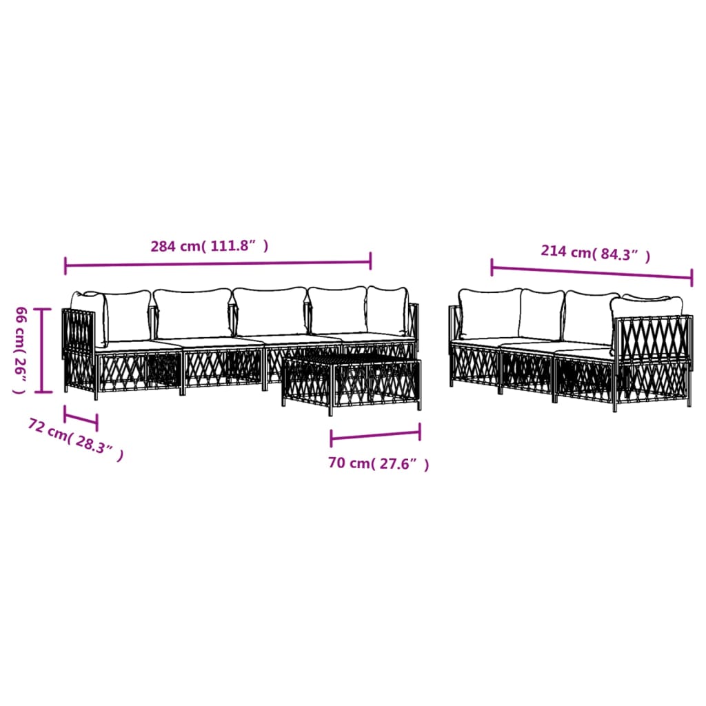 vidaXL Salon de jardin 8 pcs avec coussins anthracite acier