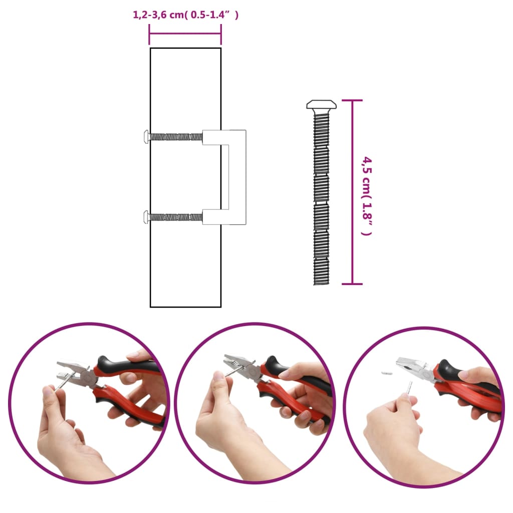 vidaXL Poignées d'armoire 10 pcs noir 64 mm acier inoxydable