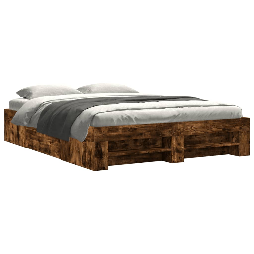 vidaXL Cadre de lit sans matelas chêne fumé 160x200 cm bois ingénierie