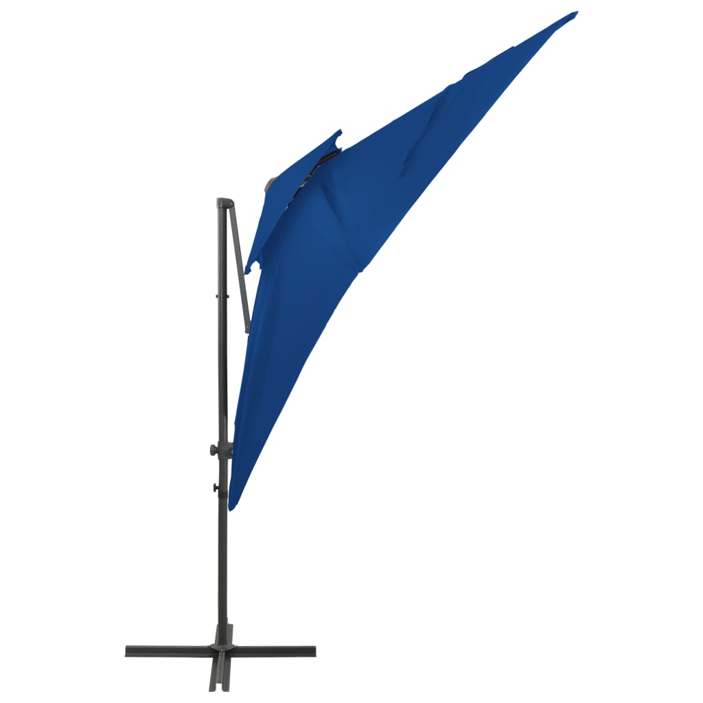 vidaXL Parasol de jardin en porte-à-faux à double toit bleu azuré