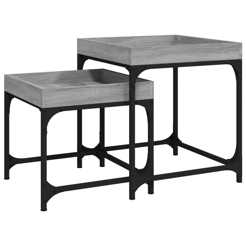 vidaXL Tables d'appoint 2 pcs Sonoma gris Bois d'ingénierie