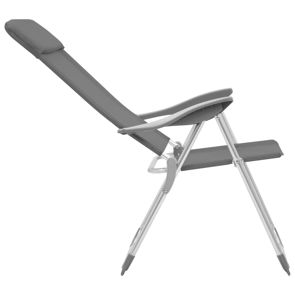 vidaXL Chaises de camping pliables lot de 2 Gris Aluminium