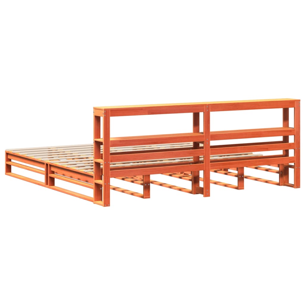 vidaXL Cadre de lit sans matelas cire marron 200x200cm bois pin massif