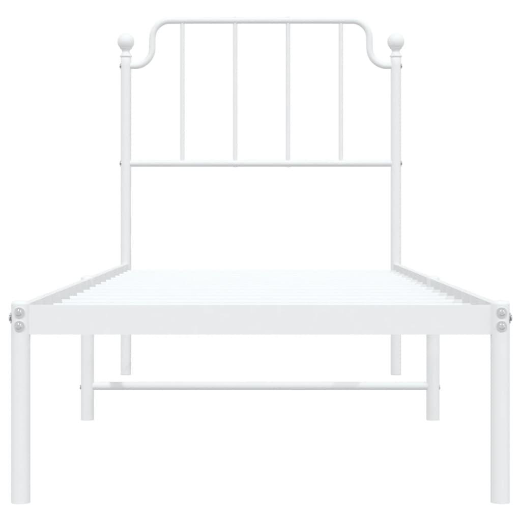 vidaXL Cadre de lit métal sans matelas avec tête de lit blanc 75x190cm