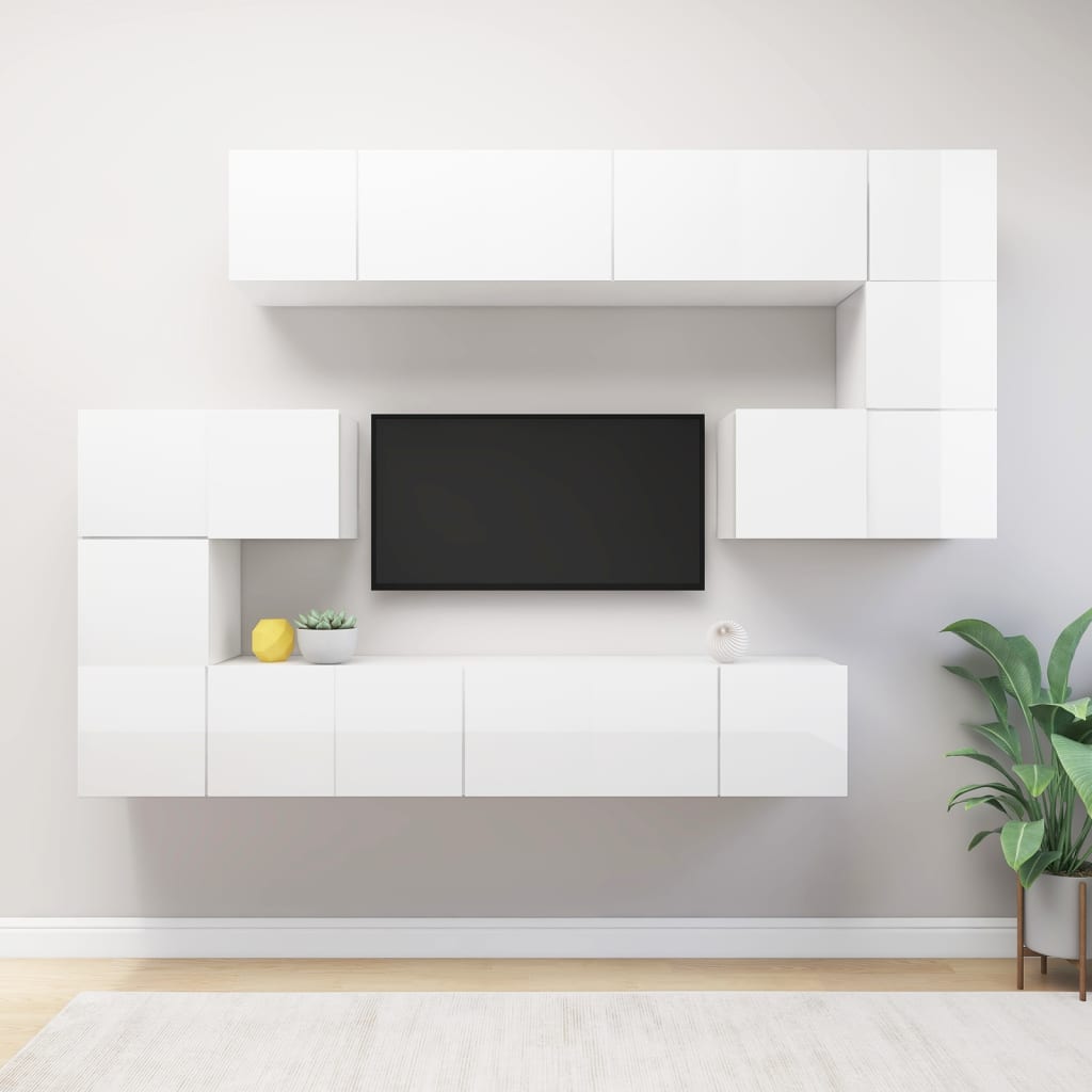 vidaXL Ensemble de meubles TV 10 pcs Blanc Bois d'ingénierie