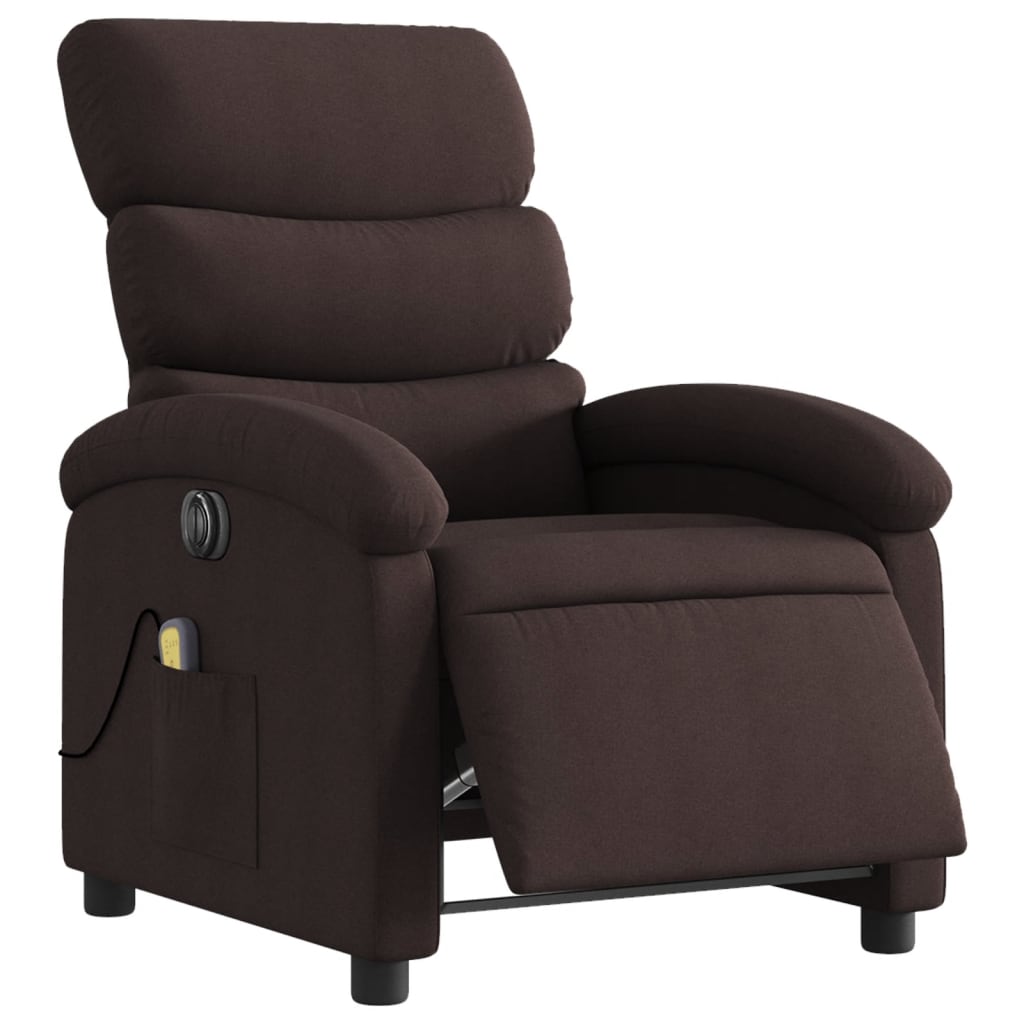 vidaXL Fauteuil de massage inclinable électrique Marron foncé Tissu