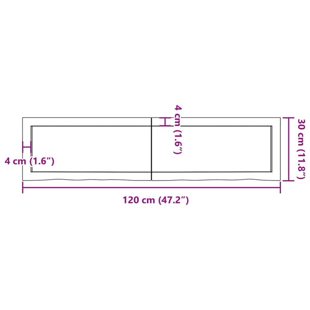 vidaXL Comptoir de salle de bain marron 120x30x(2-6) cm bois traité