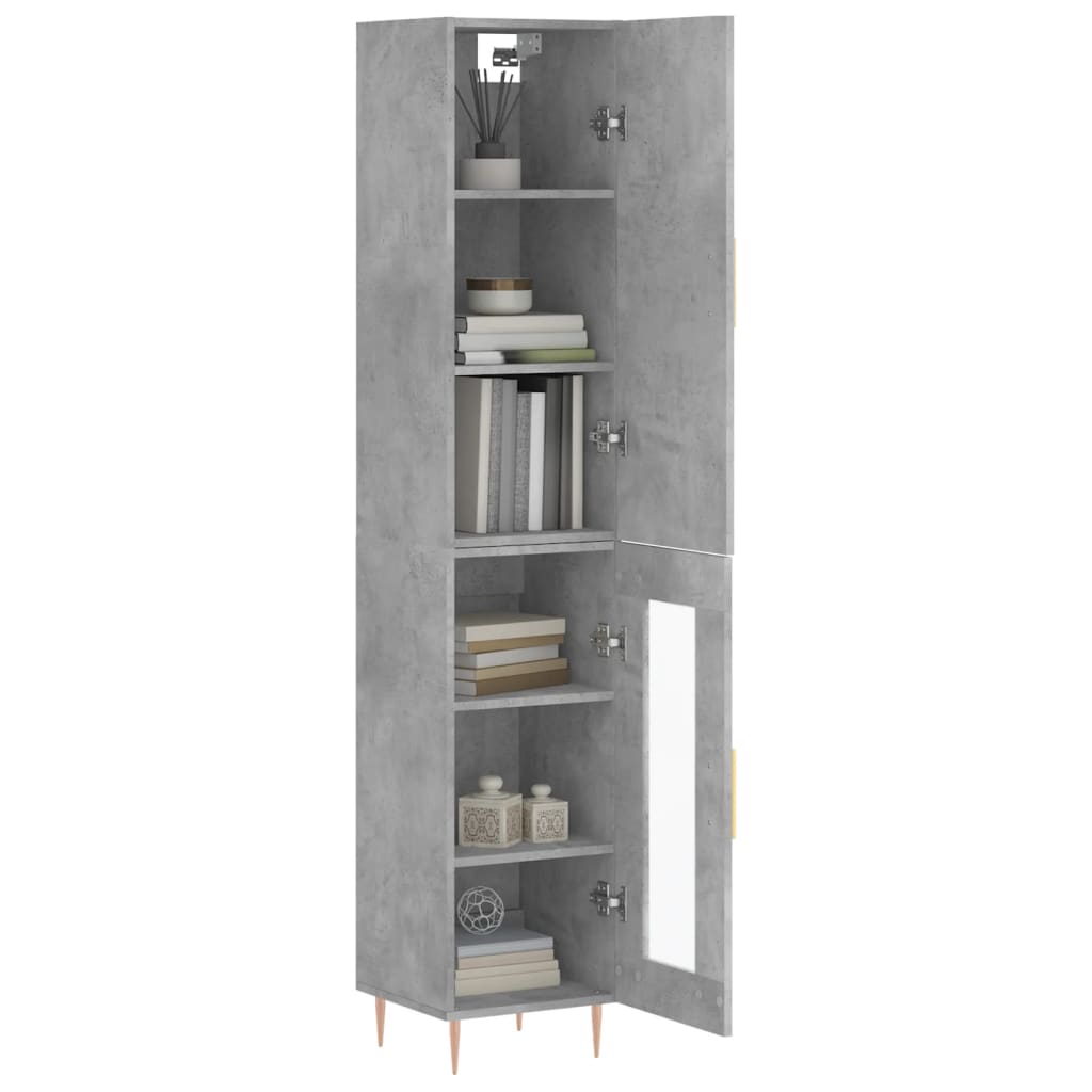 vidaXL Buffet haut Gris béton 34,5x34x180 cm Bois d'ingénierie