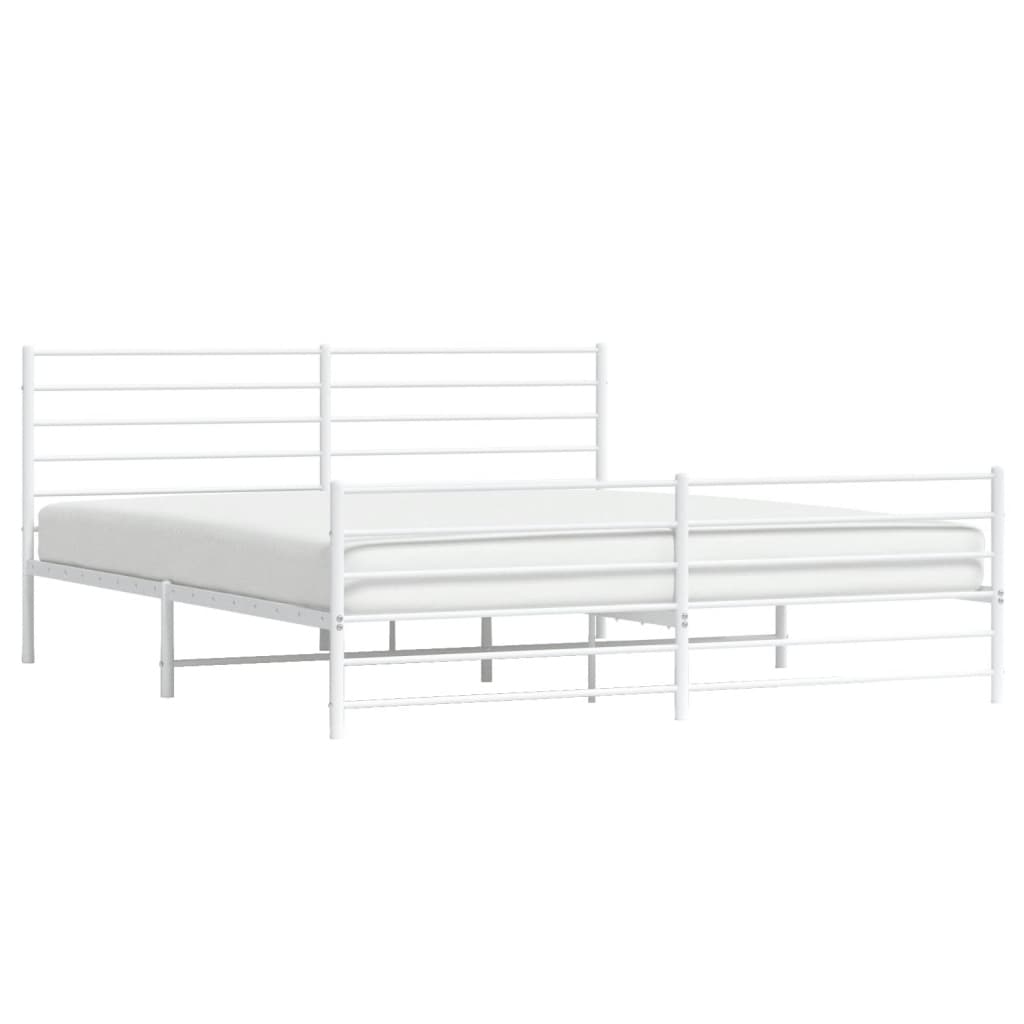 vidaXL Cadre de lit métal sans matelas et pied de lit blanc 193x203 cm