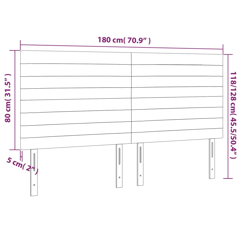 vidaXL Tête de lit à LED Bleu foncé 180x5x118/128 cm Velours