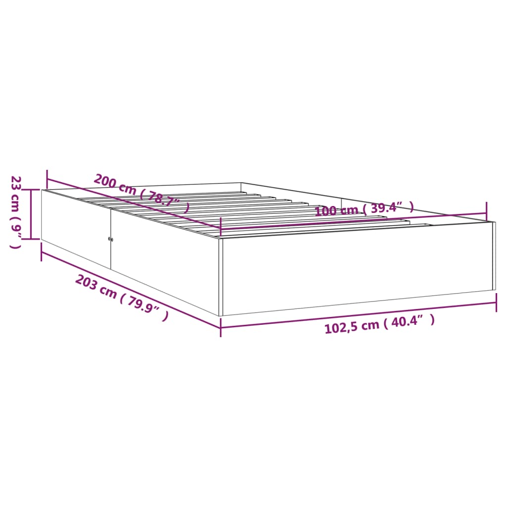 vidaXL Cadre de lit blanc bois massif 100x200 cm