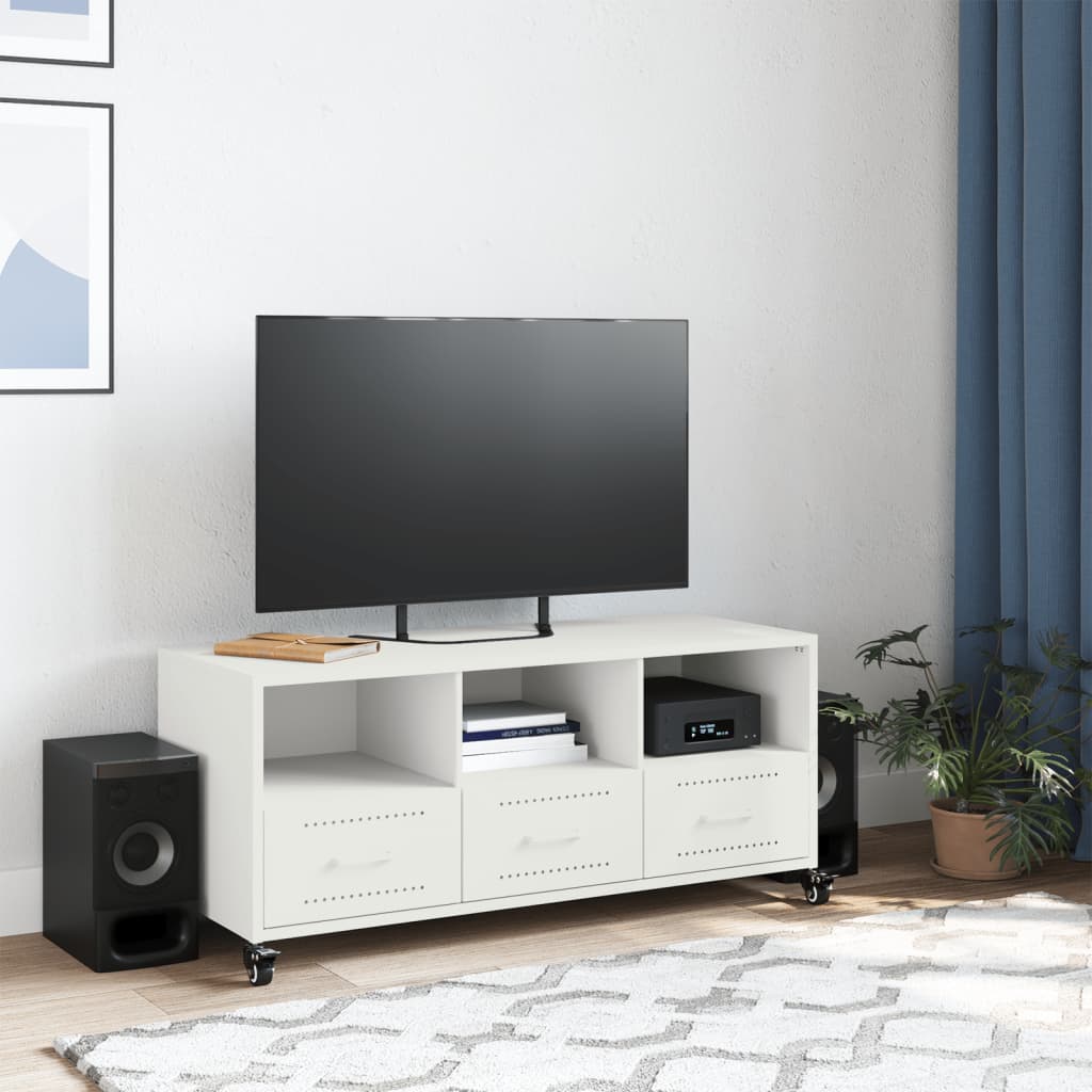 vidaXL Meuble TV blanc 100,5x39x43,5 cm acier