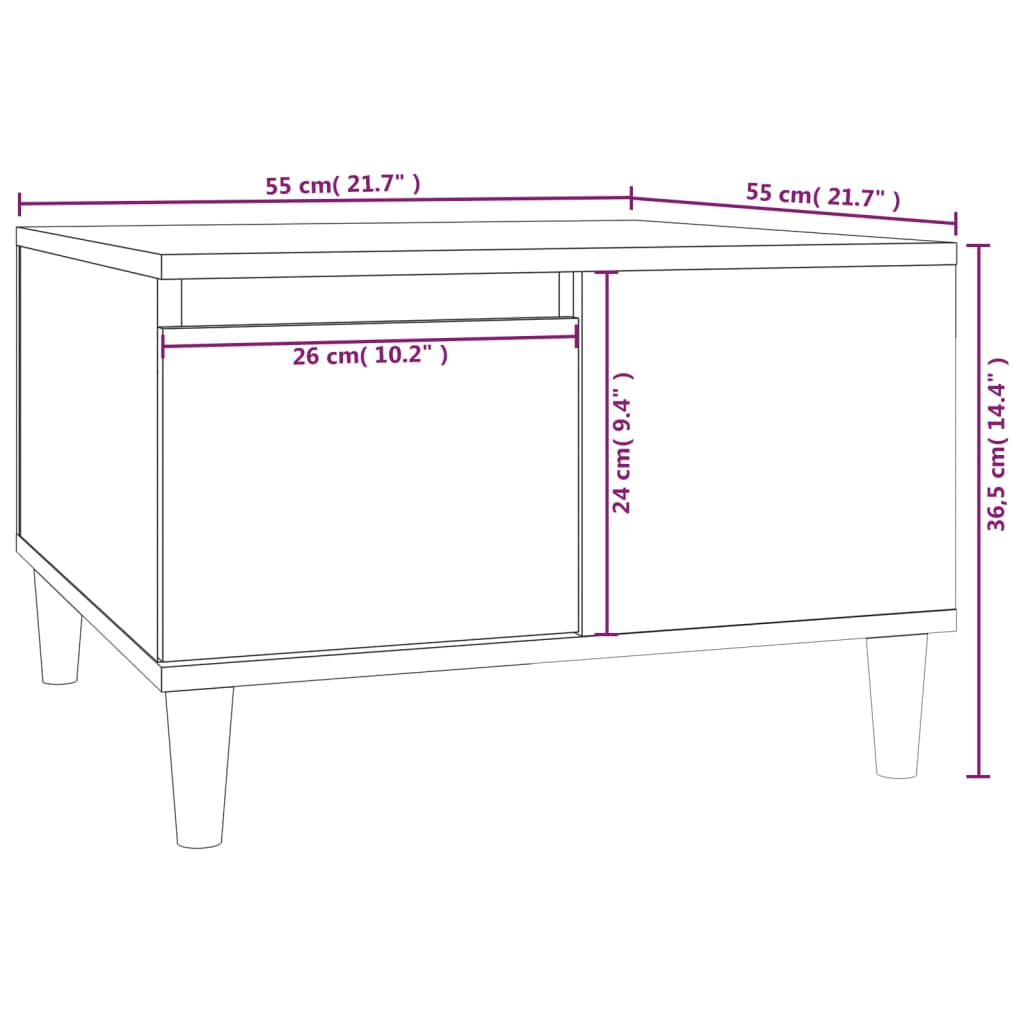 vidaXL Table basse chêne fumé 55x55x36,5 cm bois d'ingénierie