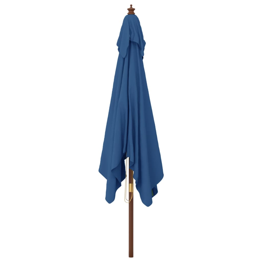 vidaXL Parasol de jardin avec mât en bois bleu azuré 300x300x273 cm