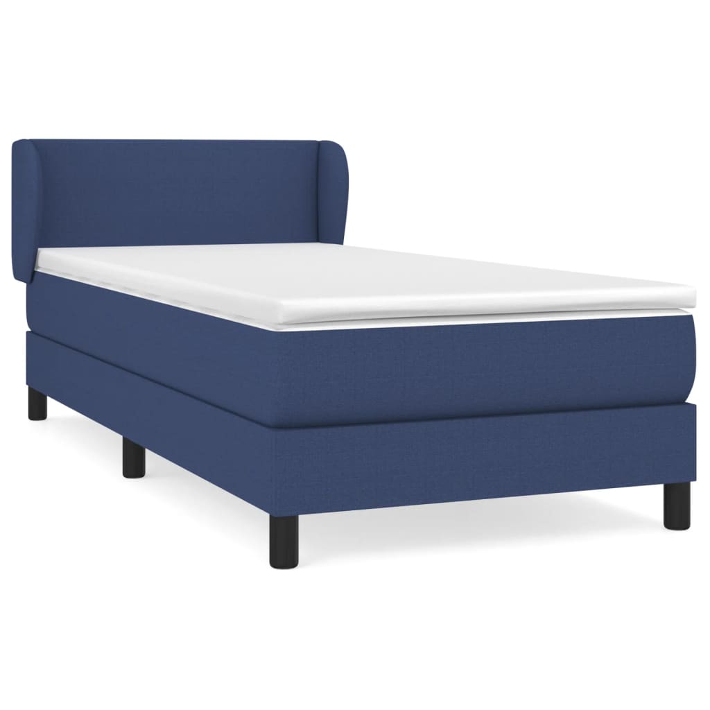 vidaXL Sommier à lattes de lit avec matelas Bleu 100x200 cm Tissu