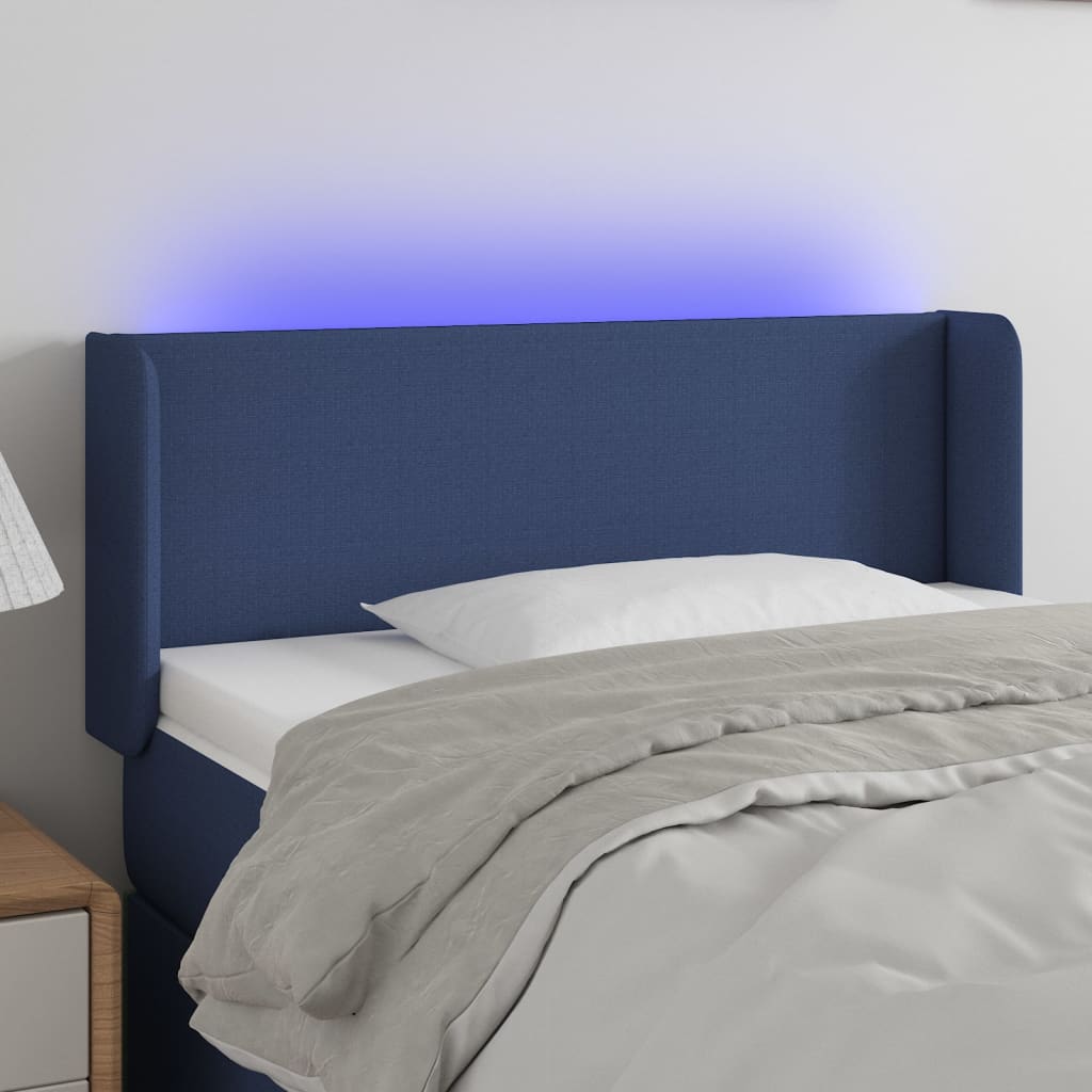 vidaXL Tête de lit à LED Bleu 83x16x78/88 cm Tissu