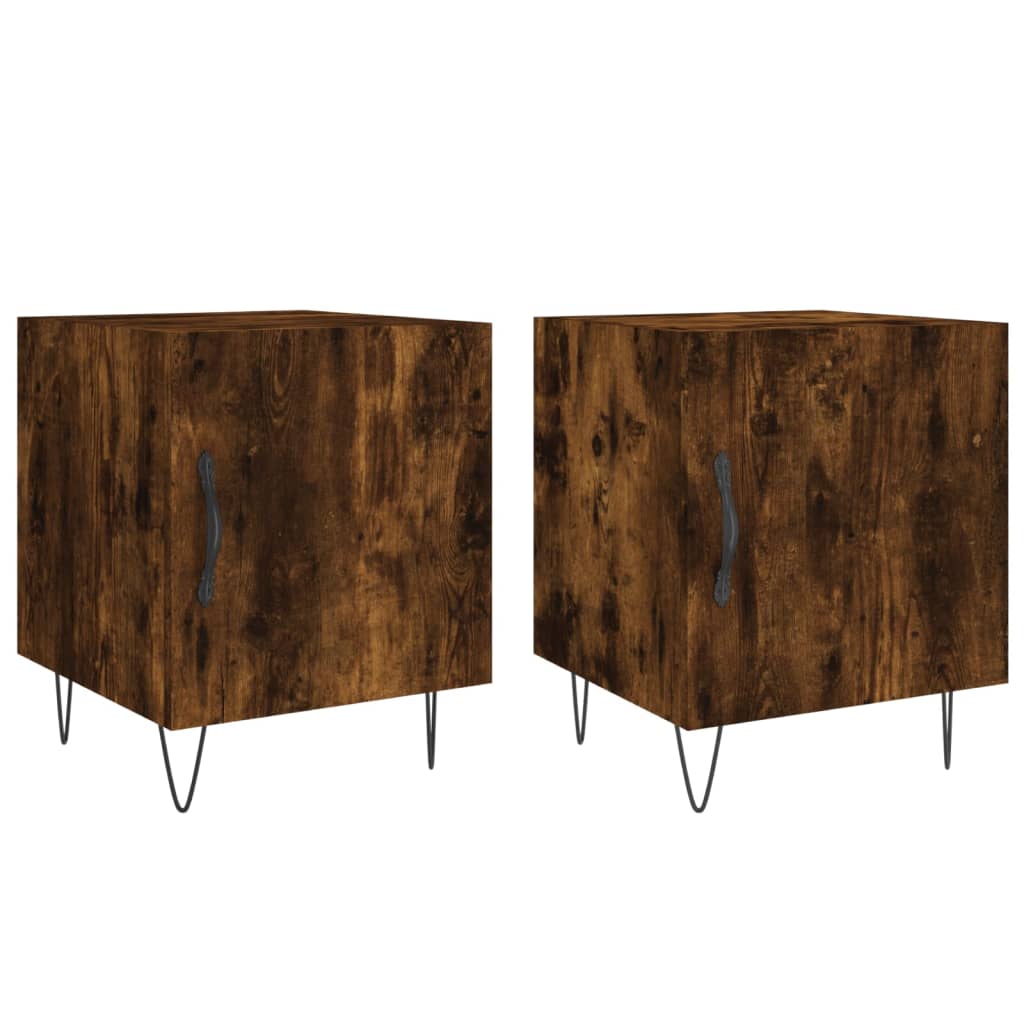 vidaXL Tables de chevet 2 pcs chêne fumé 40x40x50 cm bois d'ingénierie