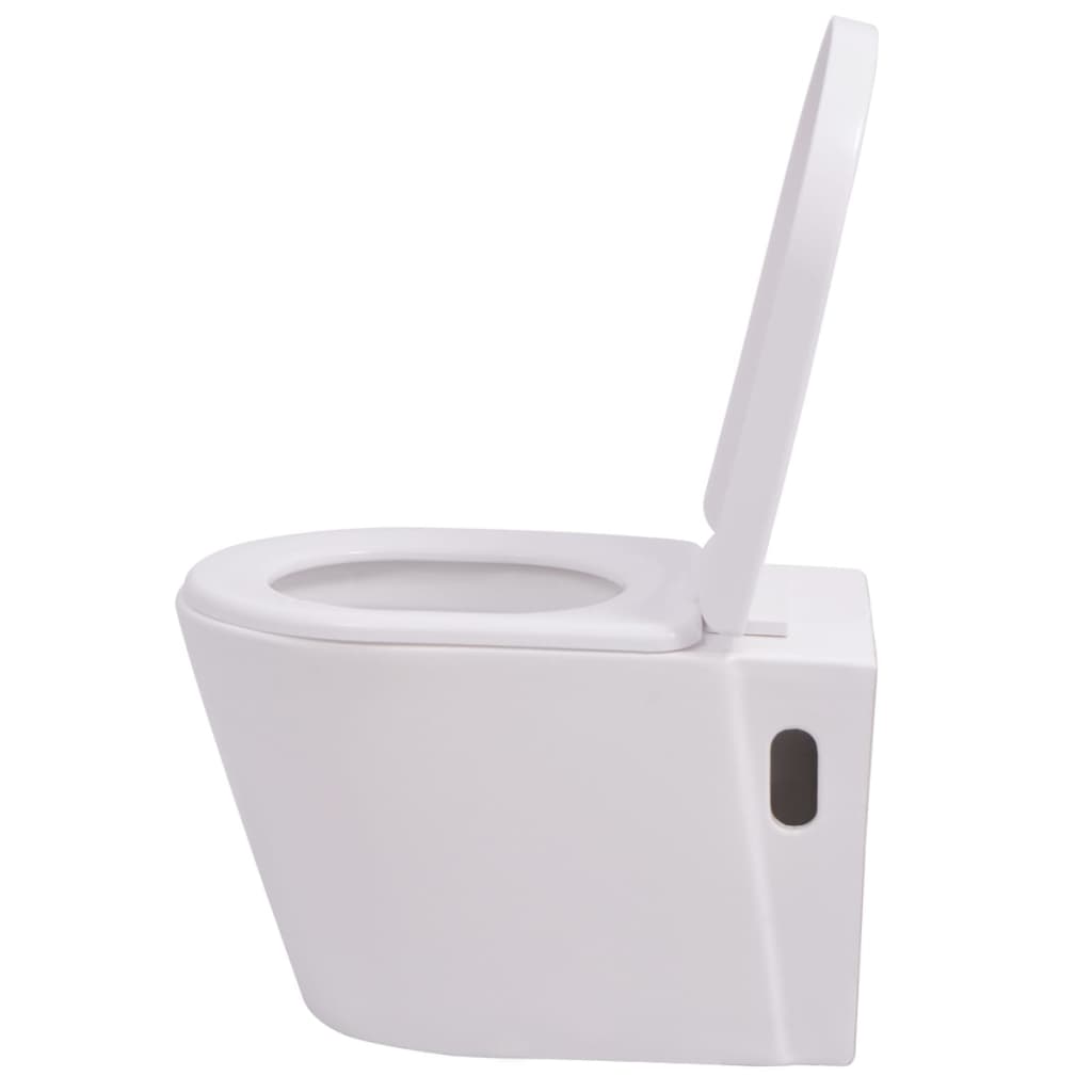 vidaXL Toilette murale Céramique Blanc