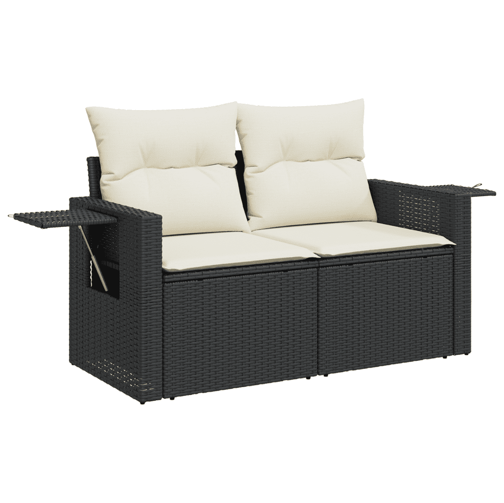 vidaXL Salon de jardin 4 pcs avec coussins noir résine tressée