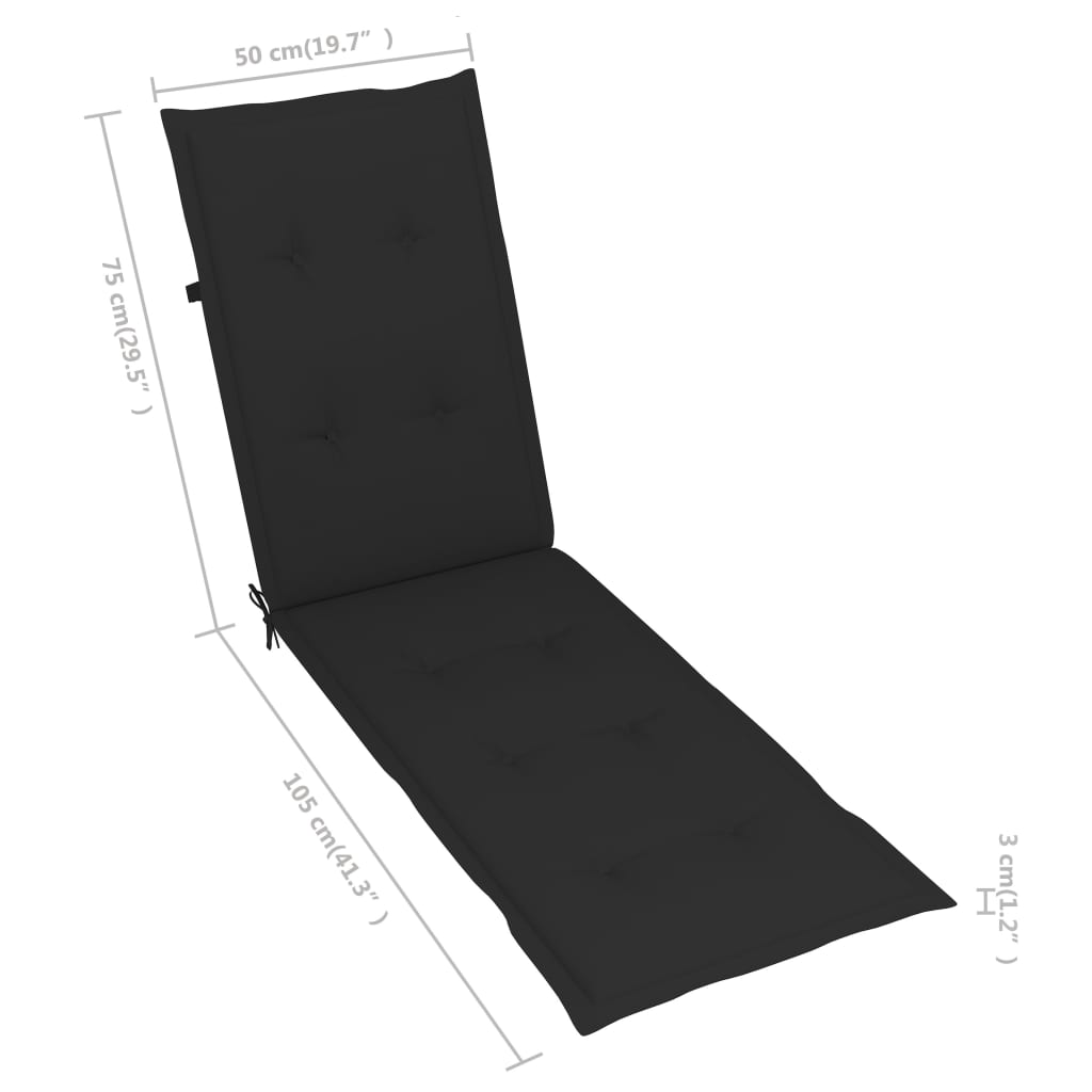 vidaXL Chaise de terrasse avec repose-pied et coussin Acacia solide